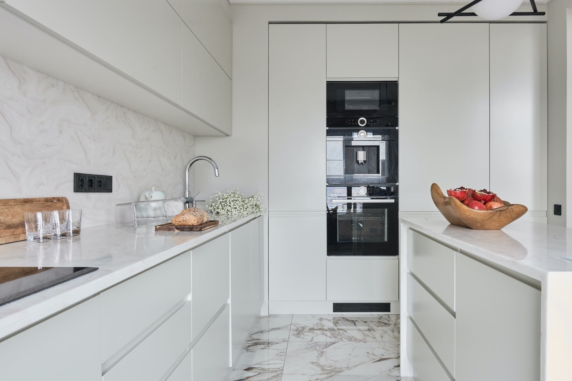 kitchen countertops with white cabinets