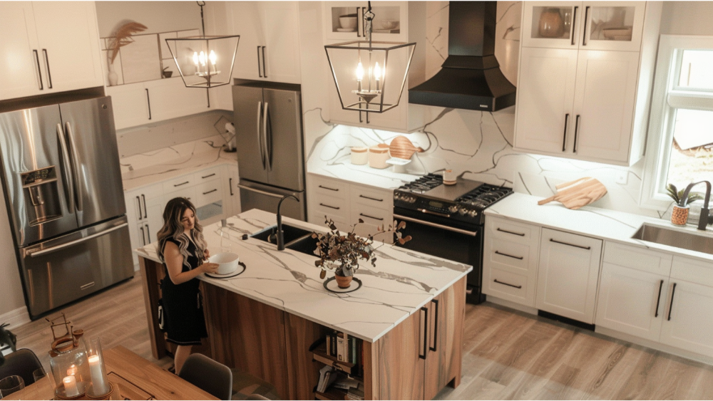 A lady in her kitchen