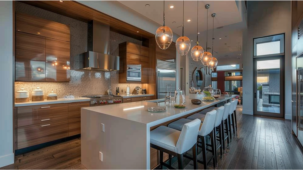 A kitchen island with decor