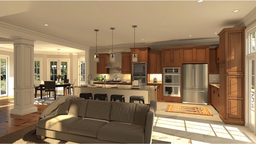 Open concept living room kitchen